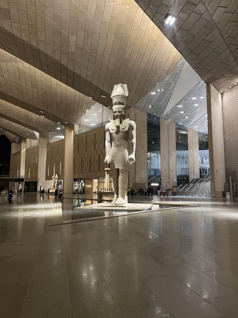 Colossal statue of Ramesses II in the Grand Hall of the Grand Egyptian Museum