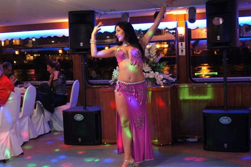 Belly dancer performing on a Nile dinner cruise in Cairo