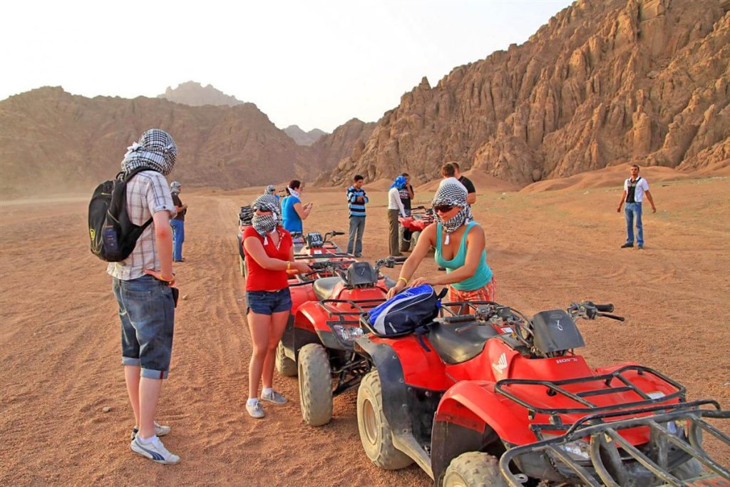 Guests on a desert safari in the Sinai mountains