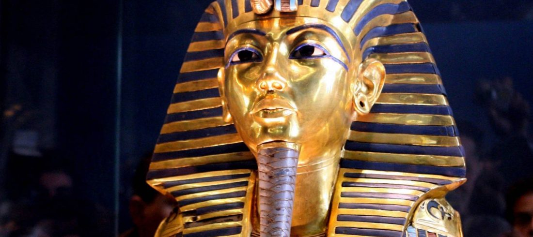 The golden funerary mask of Pharaoh Tutankhamun