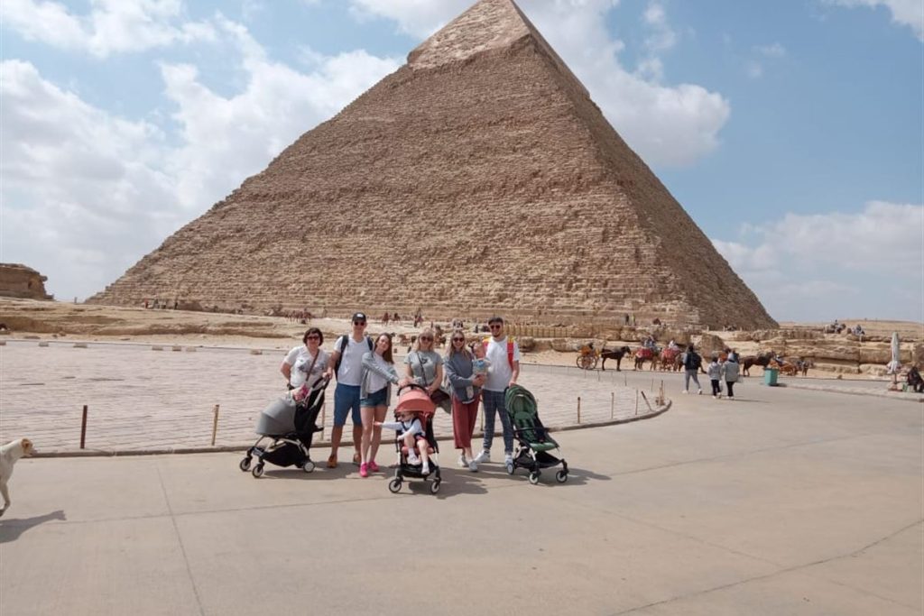 Group photo with Deluxe Travel Egypt at the Giza Pyramids