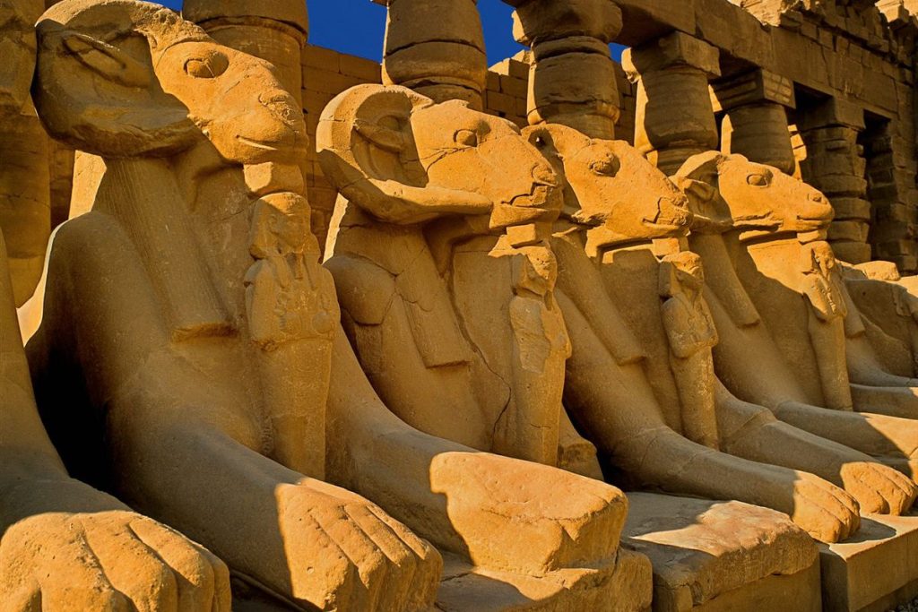 Ram-headed sphinxes at Karnak Temple, Luxor