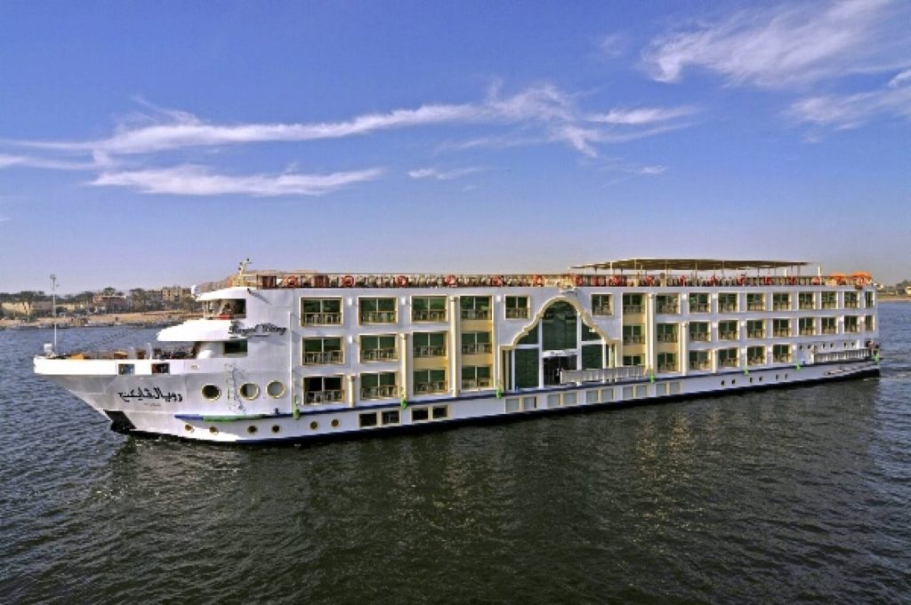 White Nile cruise ship sailing on the river between Luxor and Aswan