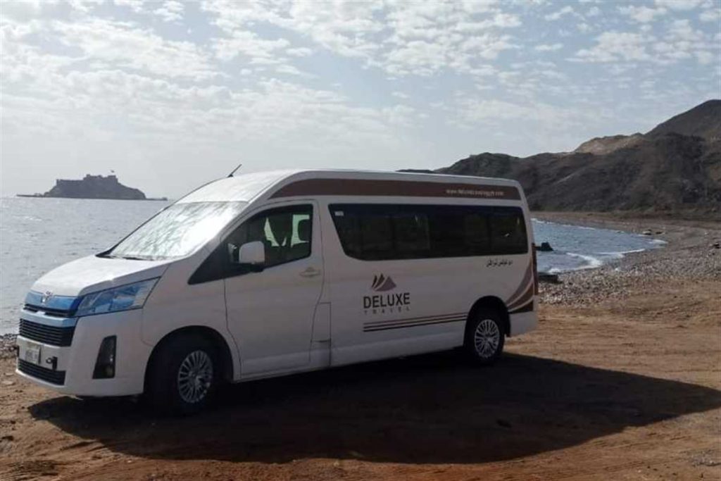 Deluxe Travel Egypt van on the coast road by the Red Sea