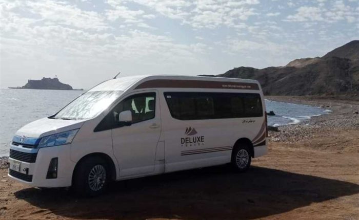 Deluxe Travel Egypt van on the coast road by the Red Sea